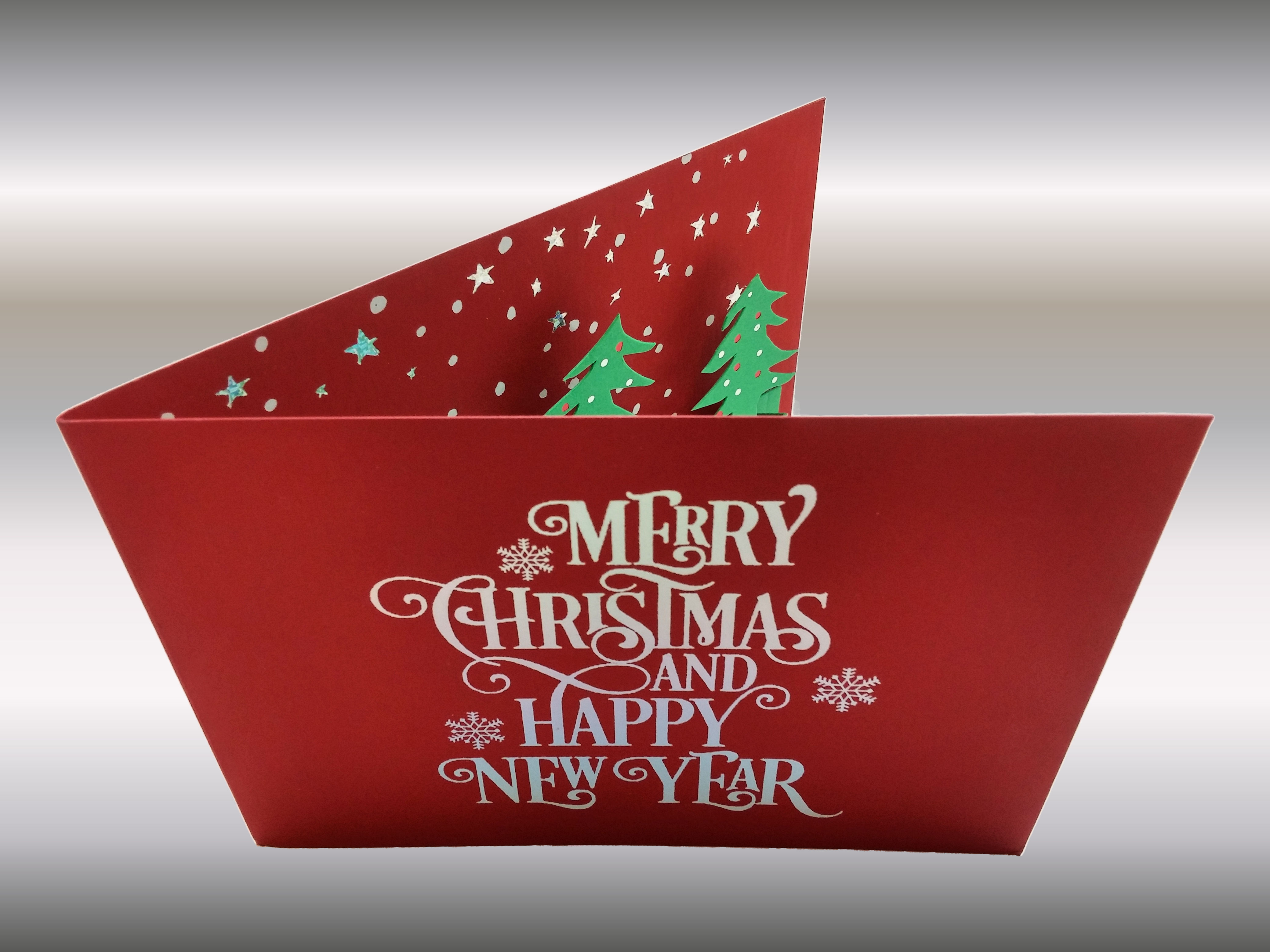 3 Colors Foilstamped Diecut Christmas Card Front