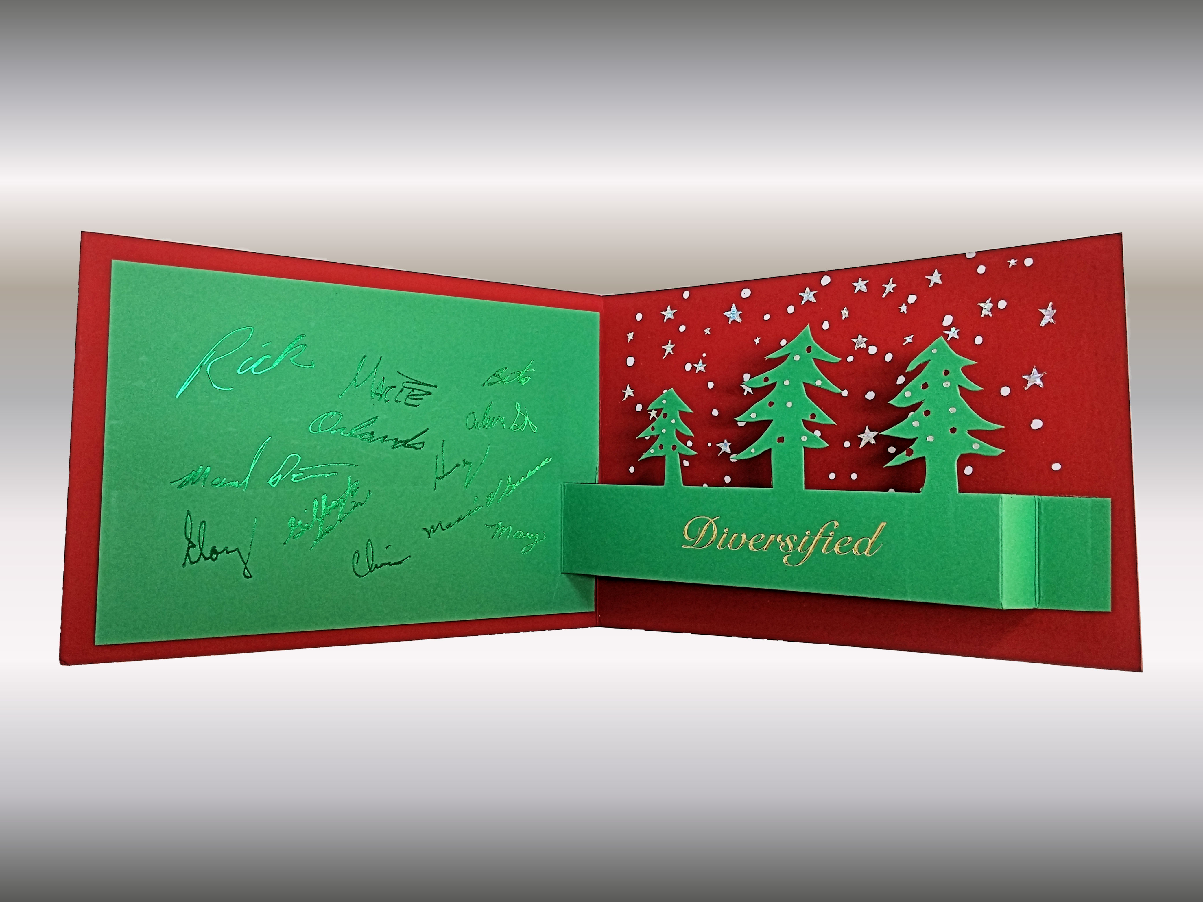 3 Colors Foilstamped Diecut Christmas Card Inside